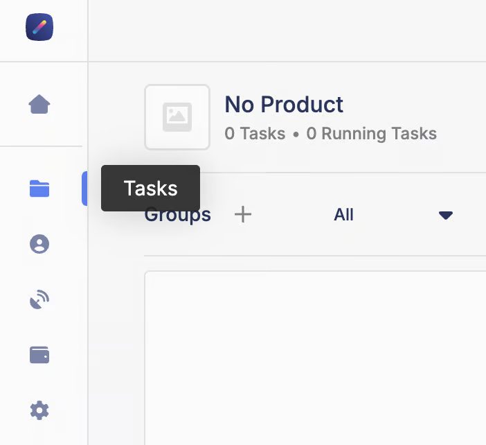 Refract Bot task manager showing task groups and running tasks interface
